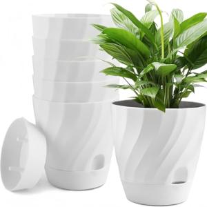 KAHEIGN 6 Piezas Macetas Autorriego para Plantas, 12CM Redo…