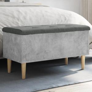 Banco ZEYUAN Almacenaje Madera Gris Hormigón 82x42x46cm, Mu…