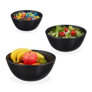 Relaxdays, Color Negro Juego de 3 Ensaladeras de Madera de…