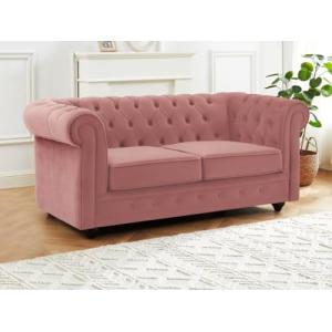 Vente-unique - Sofá de 2 plazas de Terciopelo Rosa Pastel C…