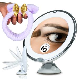 Genérico Espejo Maquillaje con luz LED, Espejo Aumento X10,…