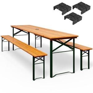 CASARIA® Conjunto Mesa y 2 Bancos Plegable Jardín 170Cm 8 P…