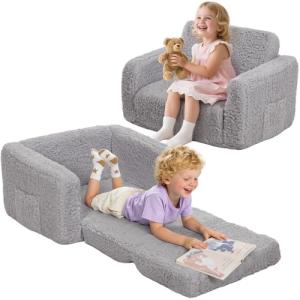 Sillon Cama Infantil, 2 en 1 Sofa Cama 1 Plaza (Gris)