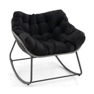 Silla Mecedora para Exteriores, Silla de Huevo de Mimbre PE…