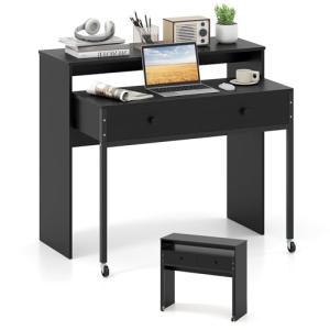 COSTWAY Escritorio Extensible con 2 Cajones, Escritorio con…