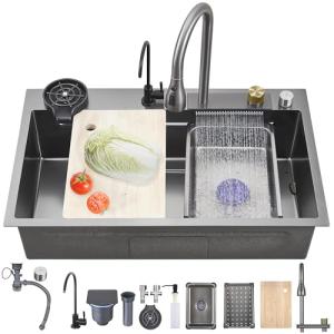 Ribanedy fregadero cascada multifuncional 68 x 45 cm, gris…