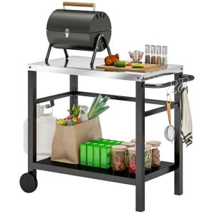 Outsunny Carro de Plancha para Exteriores con encimera de A…