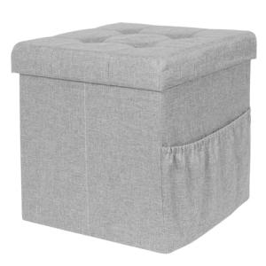 THE HOME DECO FACTORY CAJA-PUF C/BOLSILLO GRIS CLARO