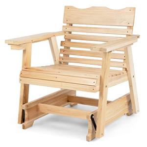 GOPLUS Mecedora exterior de madera de abeto macizo, mecedor…