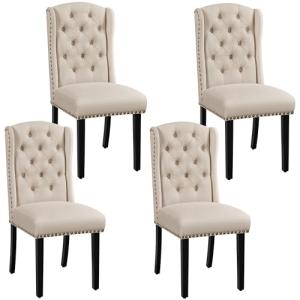 Yaheetech Juego de 4 Sillas de Comedor Tapizadas con Botone…