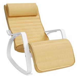 SONGMICS Silla Mecedora, con Apoyabrazos de Madera de Abedu…