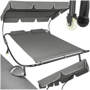 tectake® Tumbona Doble de Jardín, Tumbona de Playa con Para…