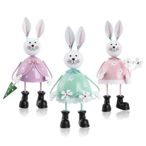 com-four® 3X Conejo Decorativo de Metal - Conejitos de Pasc…