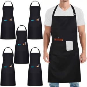 umboom 5 Piezas Delantales de Chef Negro, Ajustable Cocina…