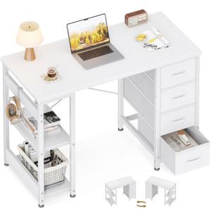 Coleshome Escritorio Pequeño con 4 Cajones de Tela, 100x40c…