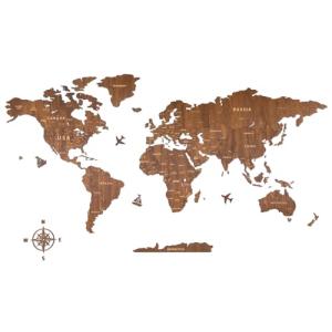 Creawoo Mapa Mundi Pared Grande de Madera, Mapamundi de Mad…