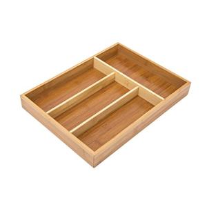 Relaxdays Cubertero Cajón de Bambú, 4x25x34 cm, 4 Compartim…