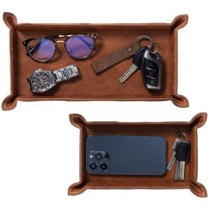 Navaris Bandejas de cuero sintético - Set de 2x bandeja vac…