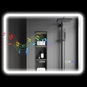 HOMCOM Espejo de Baño con Luz LED 80x60 cm Bluetooth Espejo…