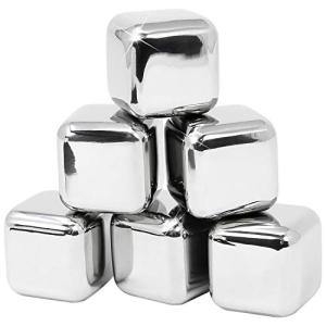 COM-FOUR® 6x Cubitos de hielo de acero inoxidable, piedras…