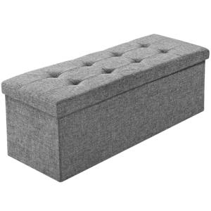 TecTake® Puff Almacenaje Plegable con Asiento Acolchado y G…