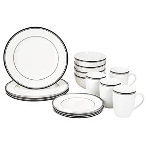 Amazon Basics Vajilla para 4 personas (16 piezas), diseño d…