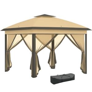 Outsunny Carpa Plegable 3,3x3,3 m Cenador de Jardín con Alt…