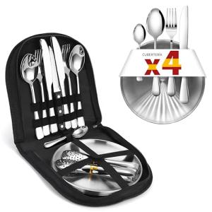 [Cubertería 23 piezas] Juego de cubiertos de acampada para…