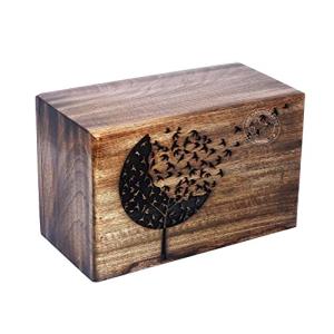 HIND HANDICRAFTS Caja de cremación de madera envejecida hec…