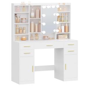 HEXCELEN Tocador, Mesa de Maquillaje con Espejo y Luces LED…