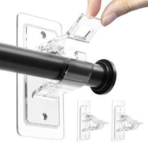 BelleVive Pack de 2 soportes para barra de cortina sin tala…