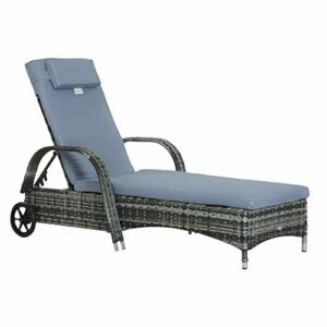 Outsunny Tumbona de Ratán de Jardín Chaise Longue con Respa…