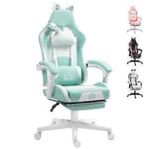 HOMCOM Silla Gaming con Orejas Silla Gamer Reclinable 135°…