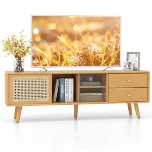 KOMFOTTEU Mueble de TV de Bambú, Mueble para Televión de ha…
