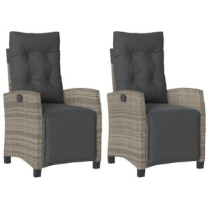 vidaXL Sillones reclinables jardín con reposapiés 2 uds rat…