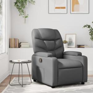 Rantry Sillón reclinable gris de piel sintética, mueble sil…