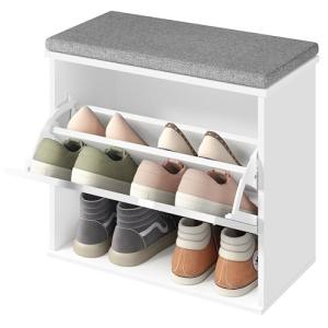 VASAGLE Banco Zapatero Acolchado, Mueble de Recibidor de 3…