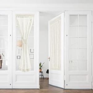 PONY DANCE Cortinas Puertas Cocina 2 Piezas Cortinas Beige…