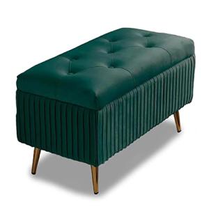BAKAJI Puf arcón contenedor Terciopelo Rectangular Suave Es…