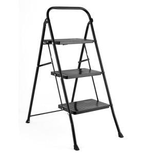 Kleeneze KL068514BLKFEU7 Escalera Plegable con 3 Pasos, Dis…