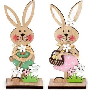 DAHI Figura decorativa de madera para Pascua, conejo de Pas…