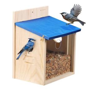 Navaris Casita para pajaros de Madera - Casa comedero de Ex…