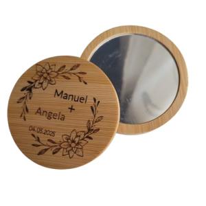 Mini Espejos de Bolsillo de Bambú Personalizados - Detalles…