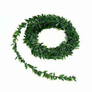 Guirnalda de hojas verdes artificiales de seda, hojas de en…