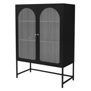 ML-Design Vitrina de Salón 85x120x40 cm Negra, Armario de A…