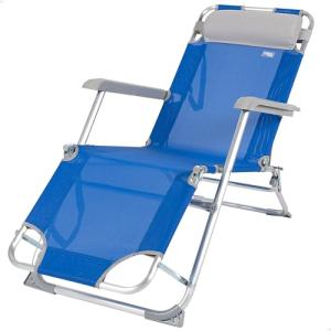 AKTIVE Tumbona Plegable y reclinable Azul con cojín, 2 Posi…