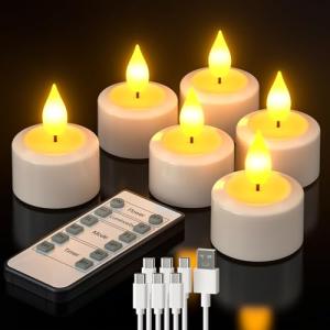 PChero Velas de té LED recargables con temporizador y mando…