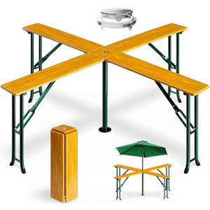 Deuba Mesa de Bar de Madera XXL de 4 Brazos para 20 Persona…