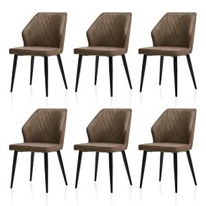 TUKAILAi Juego de 6 sillas de comedor color marrón para oci…