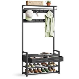 VASAGLE Perchero Recibidor, Mueble de Entrada con 10 Gancho…